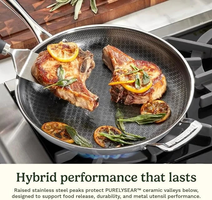 Cuisinart Non Stick Frying Pan, Hybrid Stainless Steel, Cool Grip, 12”