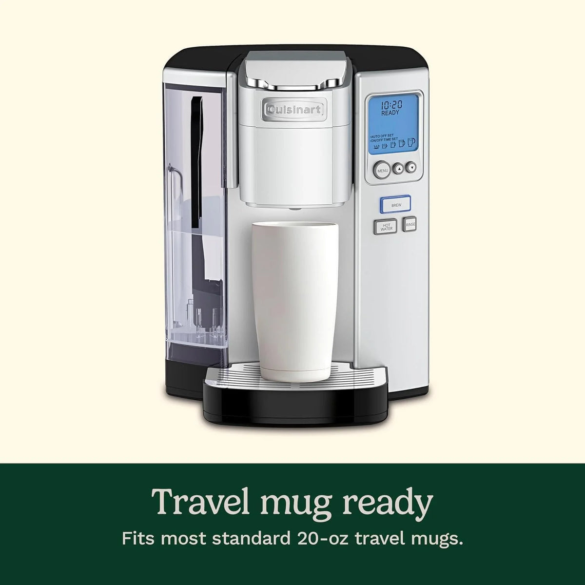 Cuisinart Coffee Maker, Single Serve 72-Ounce Reservoir Coffee Machine, Programmable Brewing & Hot Water Dispenser, Stainless Steel, Cool Grey