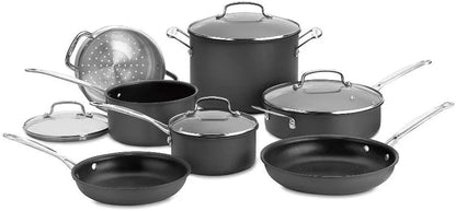 Cuisinart 11-Piece Cookware Set, Black, Chef's Classic Nonstick Hard Anodized, 66-11
