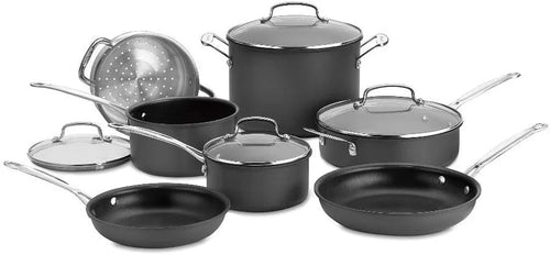 Cuisinart 11-Piece Cookware Set, Black, Chef's Classic Nonstick Hard Anodized, 66-11