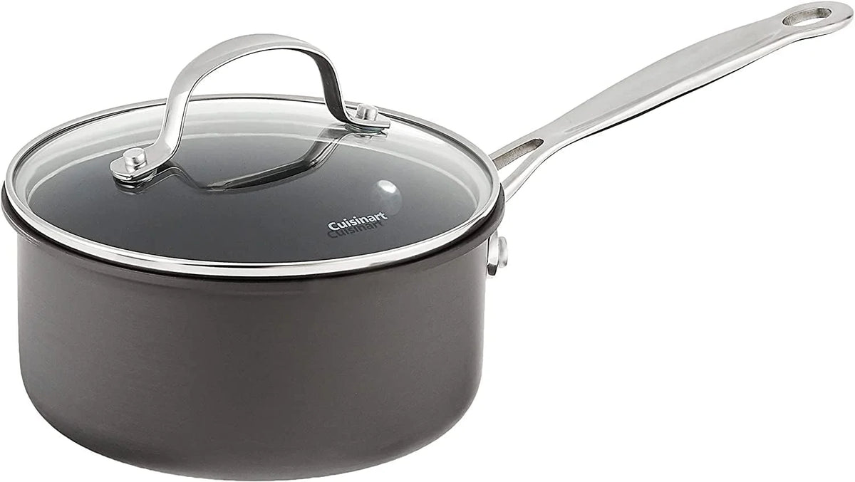 Cuisinart Chef's Classic Nonstick Hard-Anodized 1.5-Quart Saucepan with Lid, Black, 619C-16