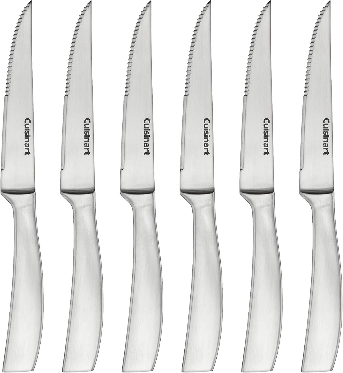 Cuisinart Forged Premium Steak Knives, 6-Piece Set, High-Carbon Stainless Steel Blades, Precision-Tapered V-Edge for Long-Lasting Sharpness, Dishwasher Safe, C77SS-6PSK2