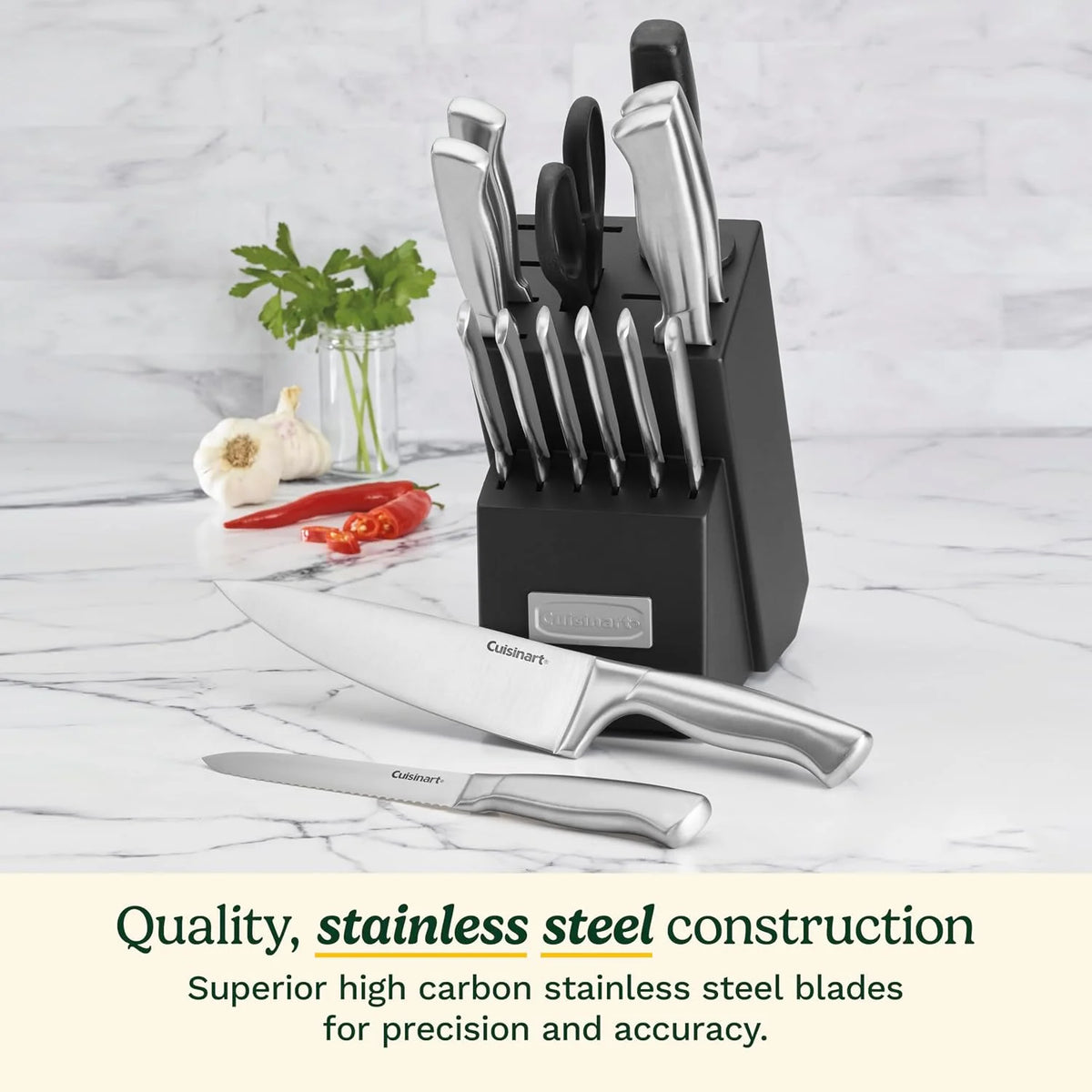 Cuisinart 15-Piece Stainless Steel Hollow Handle Block Set, C77SS-15PK