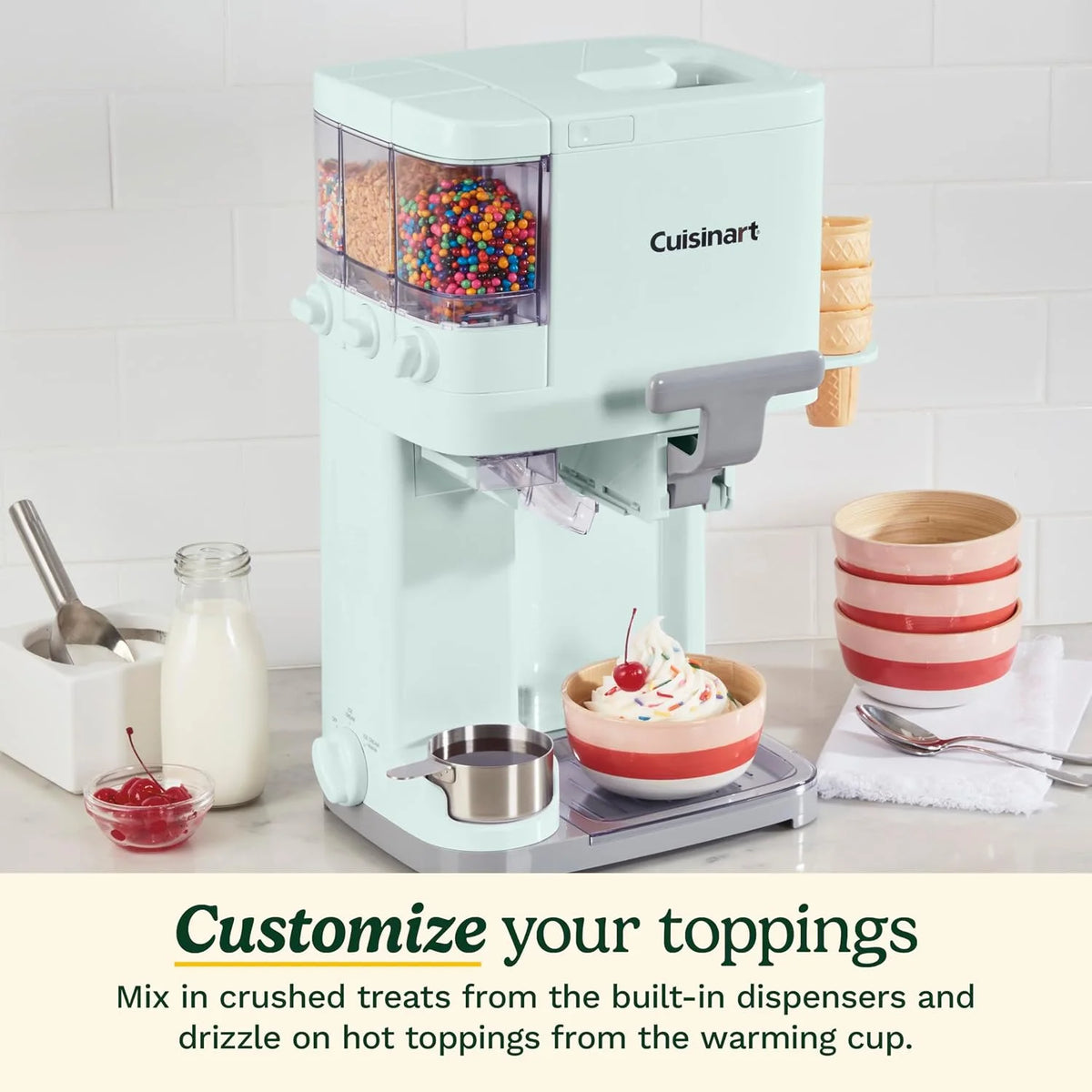 Cuisinart Soft Serve Ice Cream Machine- Mix It In Ice Cream Maker for Frozen Yogurt, Sorbet, Gelato, Drinks 1.5 Quart, Mint Green, ICE-48