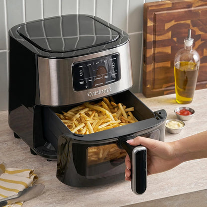 Cuisinart Air Fryer, 6-Quart Basket Large Fryer with 5 Cooking Functions to Roast, Bake, Broil, Air Fry and Keep Warm, 5 Airfryer Presets, Dishwasher-Safe Parts, AIR-200NAS, Stainless Steel & Black