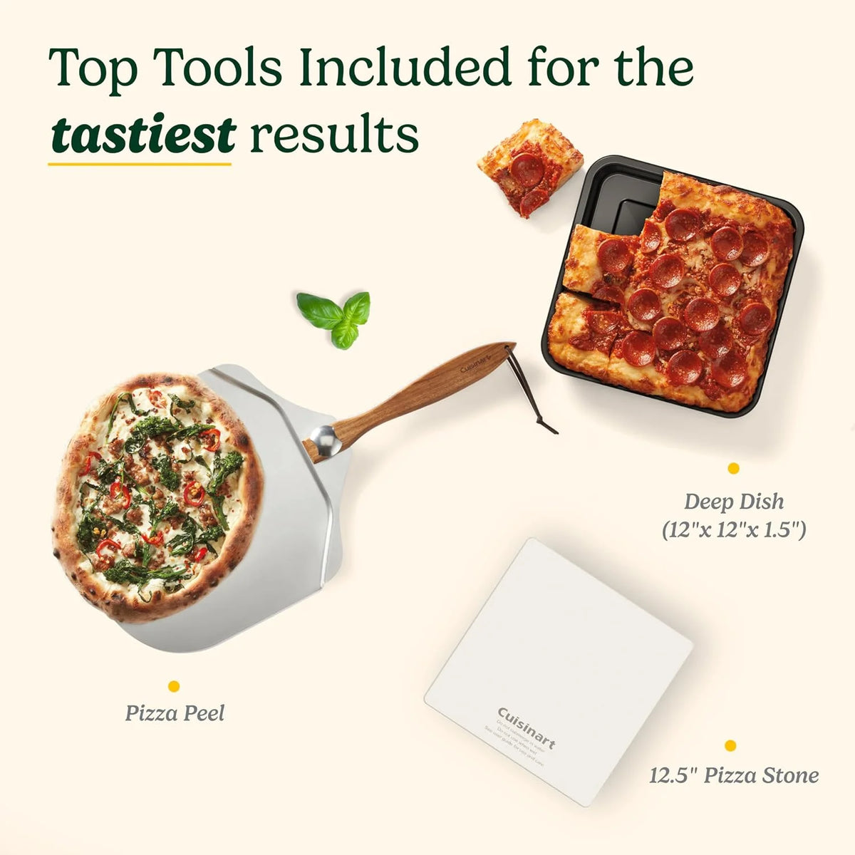 Cuisinart Indoor Pizza Oven, Bakes 12" Pizzas in Minutes, Countertop Electric Pizza Oven Heats up to 700°F, Large Viewing Window, Interior Light, Includes 12.5" Pizza Stone, CPZ-120, Stainless Steel