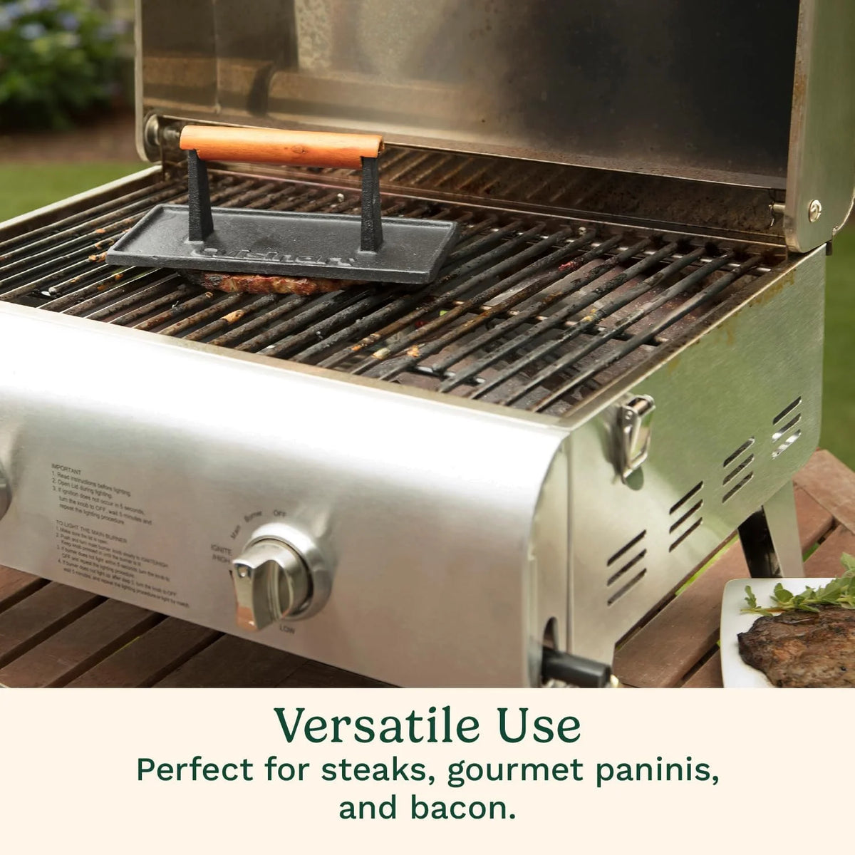 Cuisinart Burger Press with Wooden Handle, Cast Iron, Rectangle