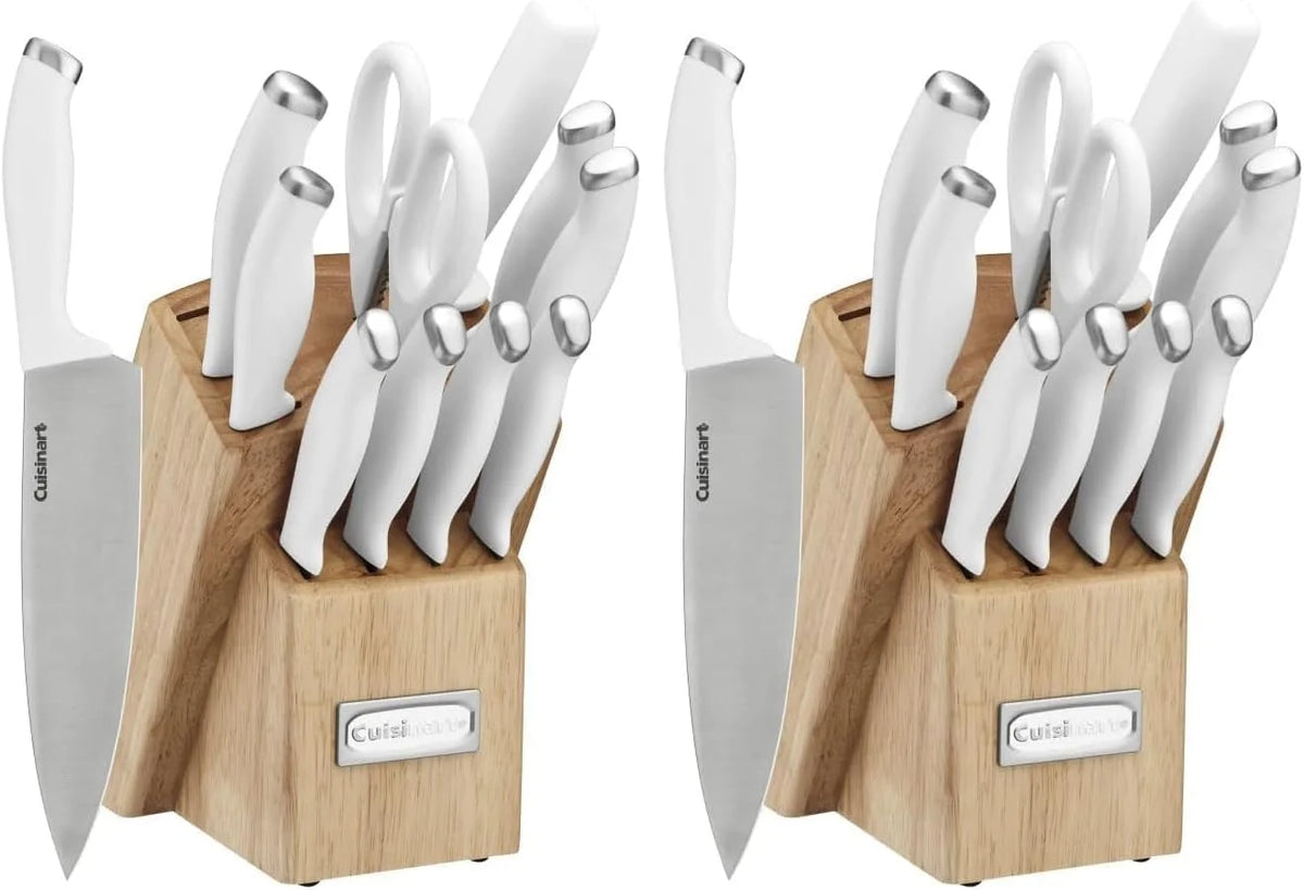 Cuisinart Block Knife Set, 12pc Cutlery Knife Set with Steel Blades for Precise Cutting, Lightweight, Stainless Steel, Durable & Dishwasher Safe, C77SSW-12P (Pack of 2)
