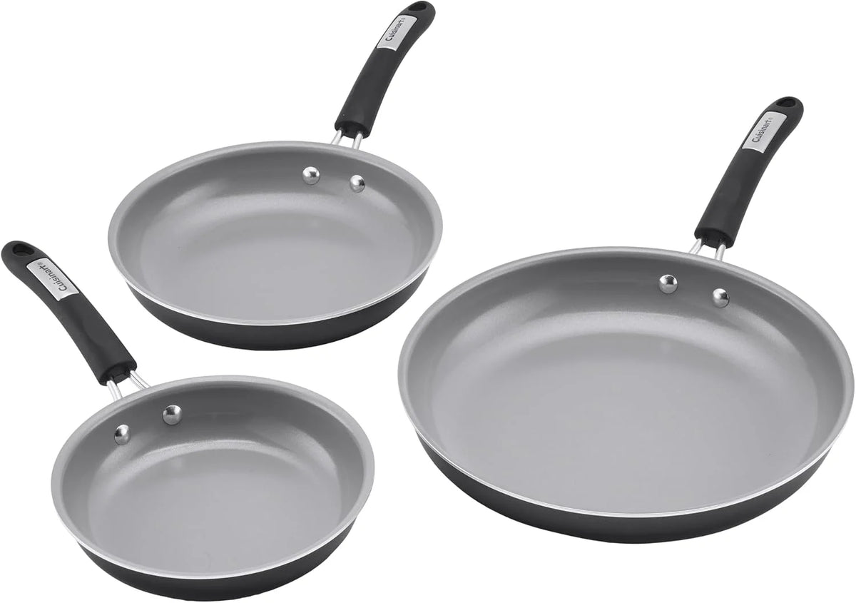 Cuisinart, 3-Pc Classic Ceramic Nonstick Skillet Set, Amazon Exclusive, 35C22-3BK