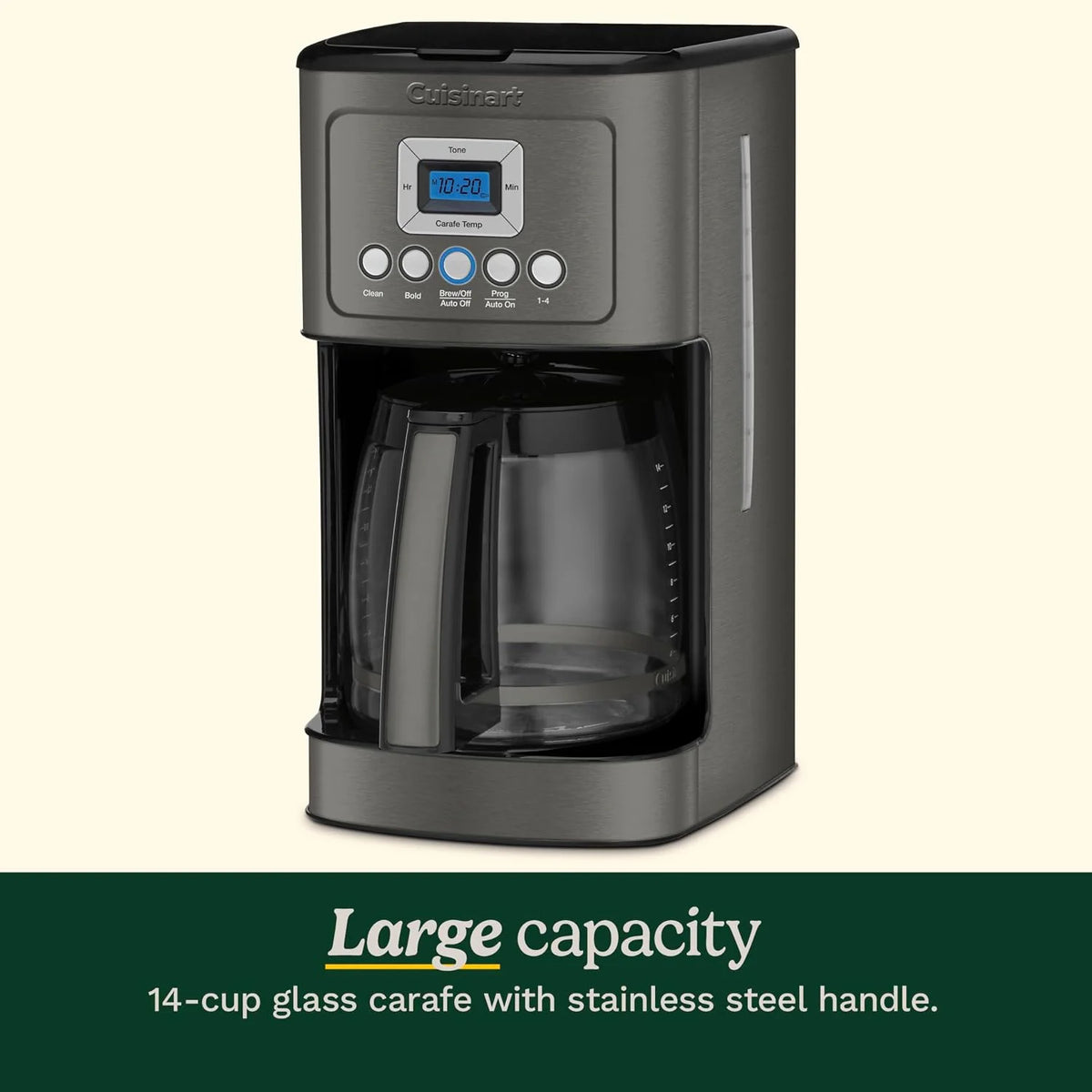 Cuisinart 14-Cup Coffee Maker, Programmable PerfecTemp Glass Carafe Coffee Machine with 1-4 Cup Setting, Brew Strength Control and Pause, Stainless Steel, DCC-3200BKSNAS, Black