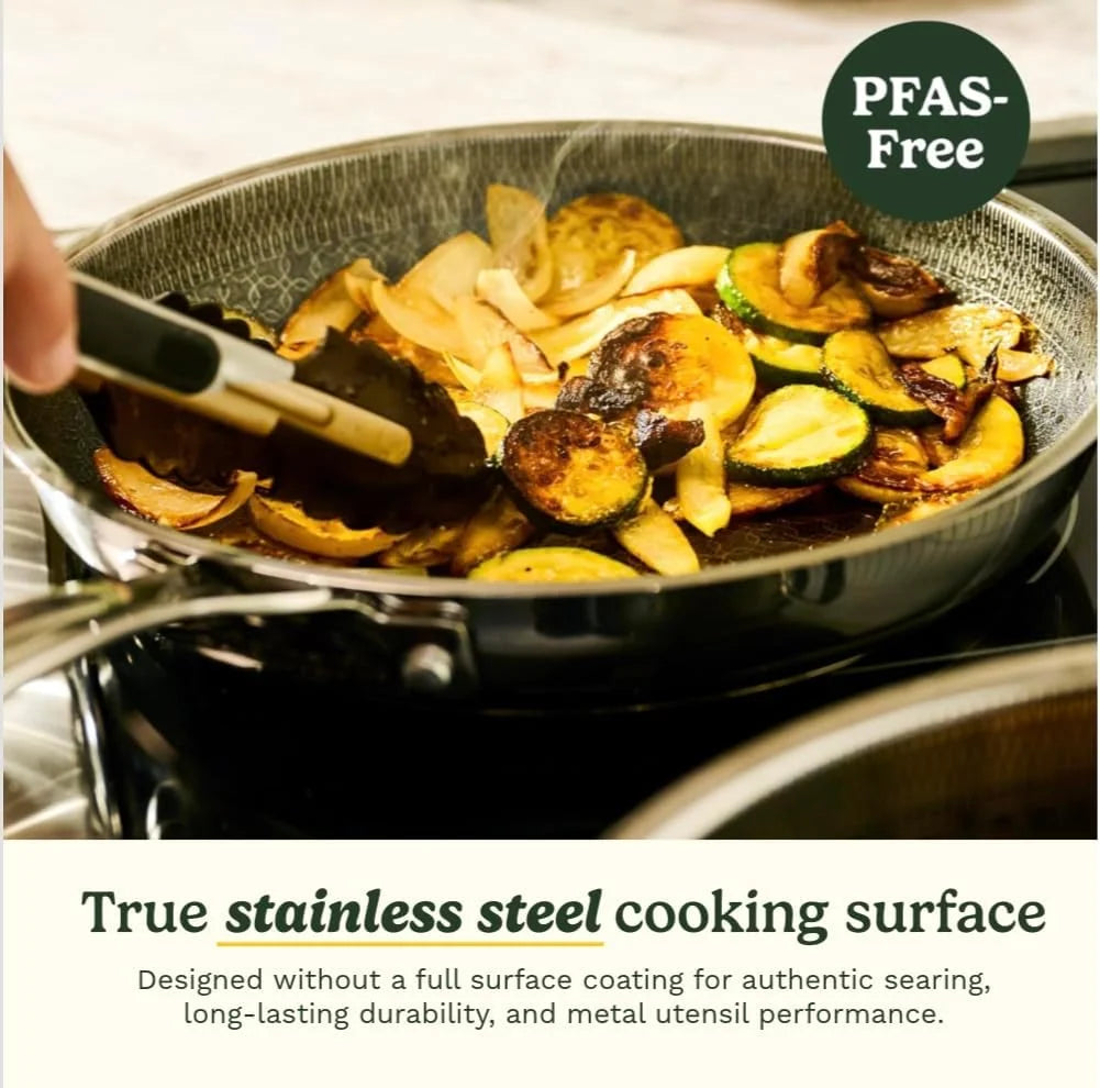 Cuisinart Skillet Set PurelySear Hybrid Tri-Ply Stainless Steel 6 Pc
