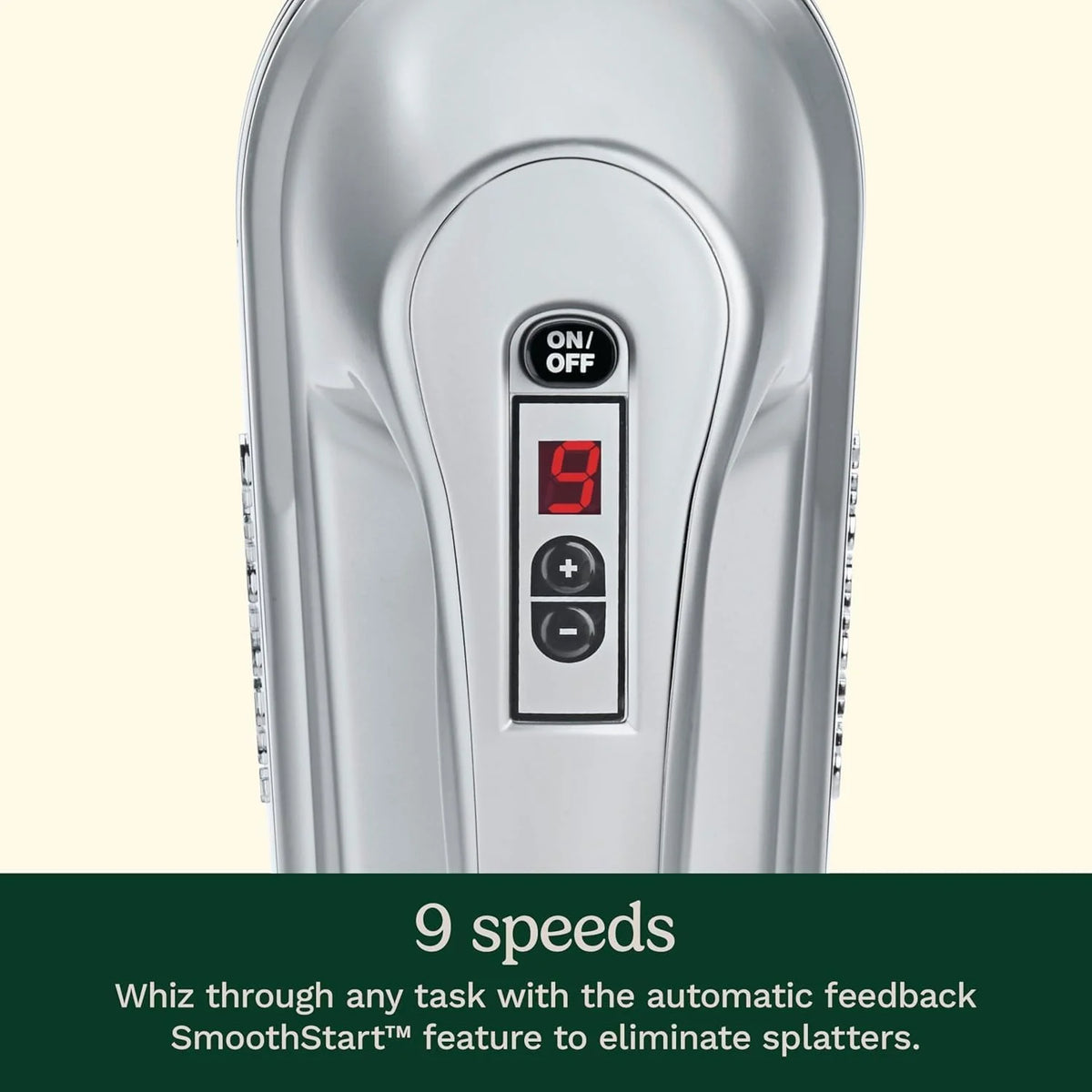 Cuisinart Power Advantage Plus 9-Speed Hand Mixer, 220W-Motor Hand Blender Electric Mixer with 9 Speed Settings, XL Dishwasher-Safe Beaters, 3 Low Mixing Speeds, Storage Case, Cream