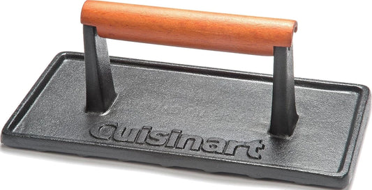 Cuisinart Cast Iron Grill Press with Wooden Handle,Heavy Duty Nonstick Rectangle Burger Press with Wood Handle,Perfect Grill Accessory for Steak,Bacon,Paninis and More,(Pack of 8)