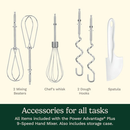 Cuisinart Power Advantage Plus 9-Speed Hand Mixer, 220W-Motor Hand Blender Electric Mixer with 9 Speed Settings, XL Dishwasher-Safe Beaters, 3 Low Mixing Speeds, Storage Case, Cool Grey