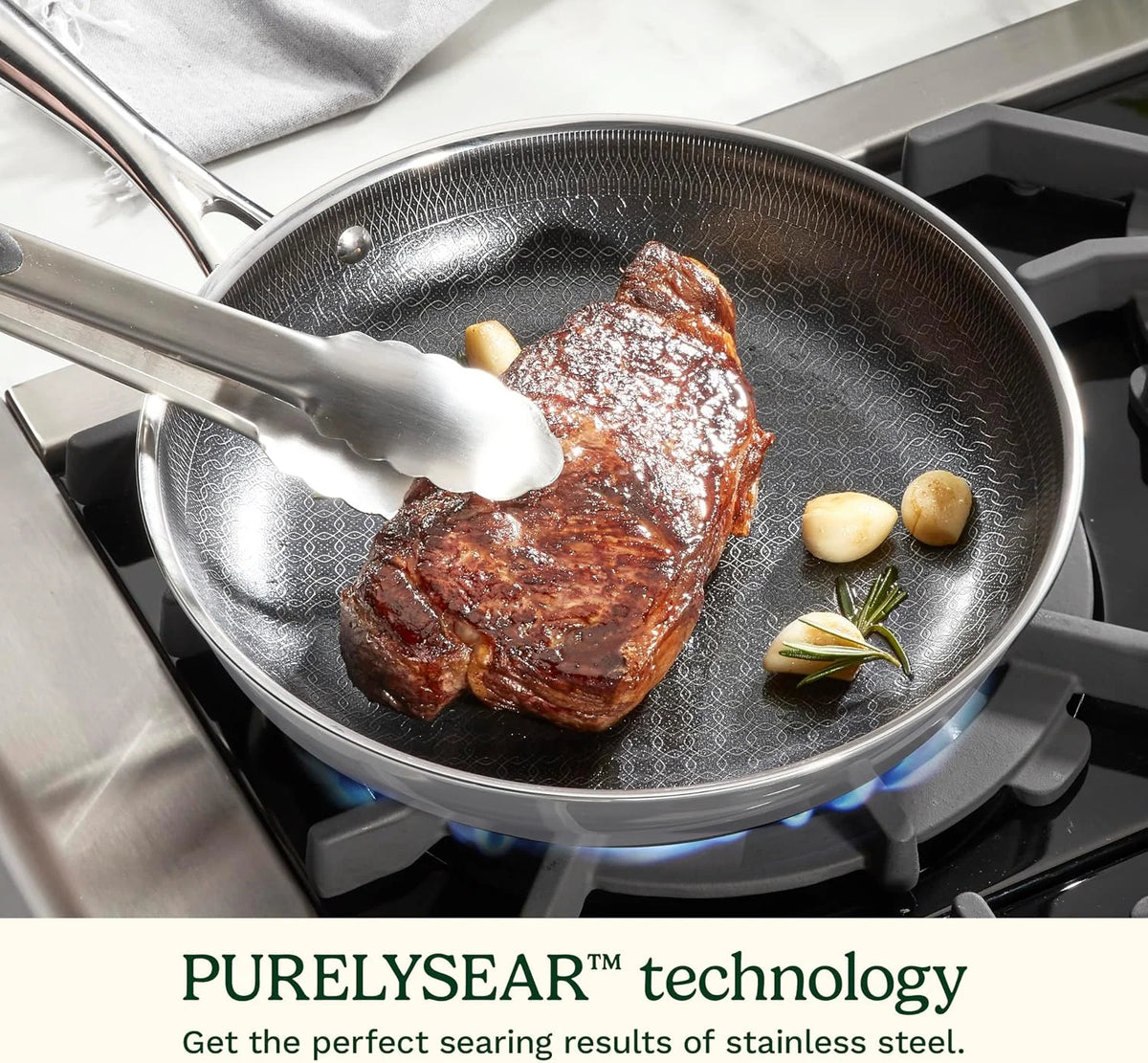 Cuisinart Non Stick Frying Pan, Hybrid Stainless Steel, Cool Grip, 12”
