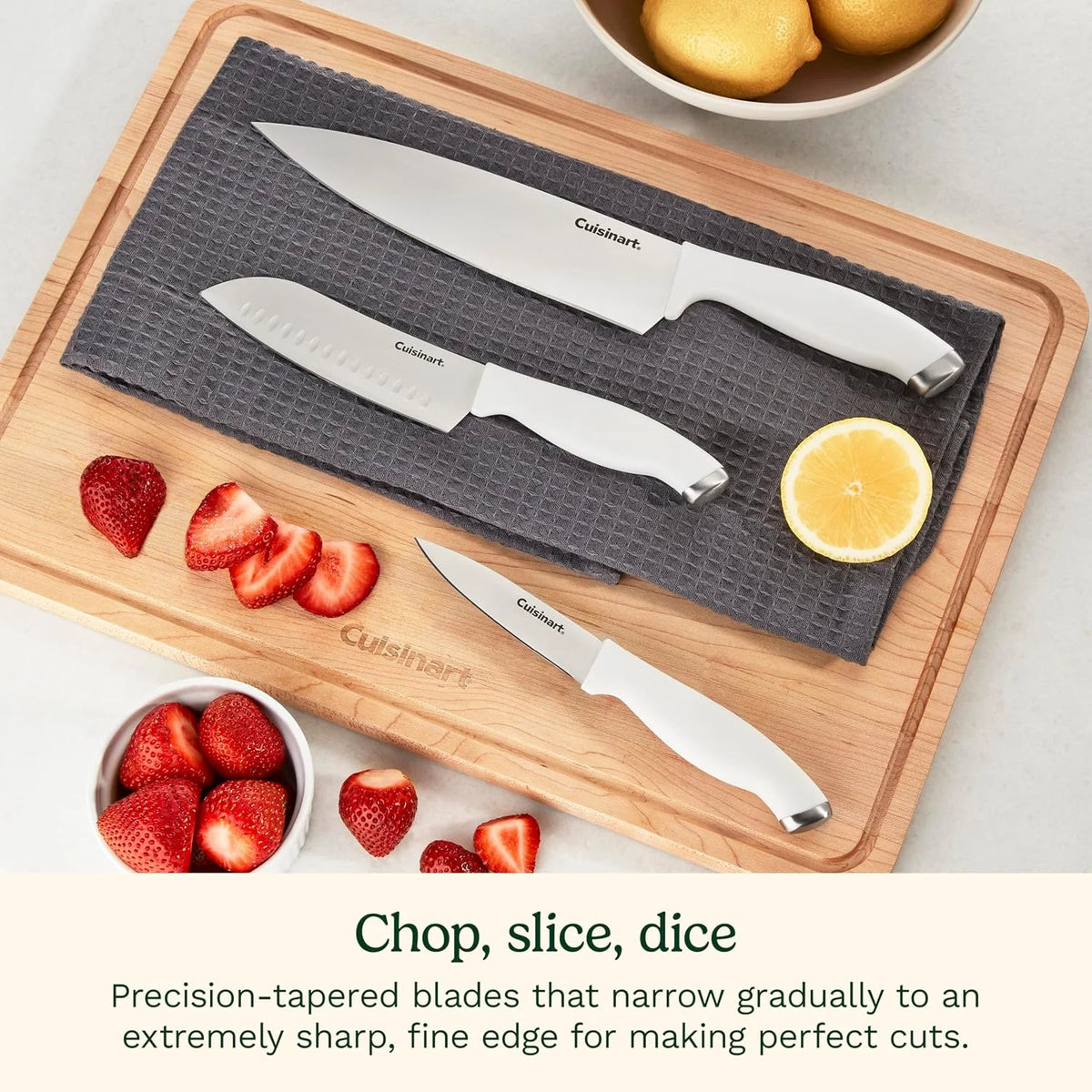 Cuisinart Block Knife Set, 12pc Cutlery Knife Set with Steel Blades for Precise Cutting, Lightweight, Stainless Steel, Durable & Dishwasher Safe, C77SSW-12P