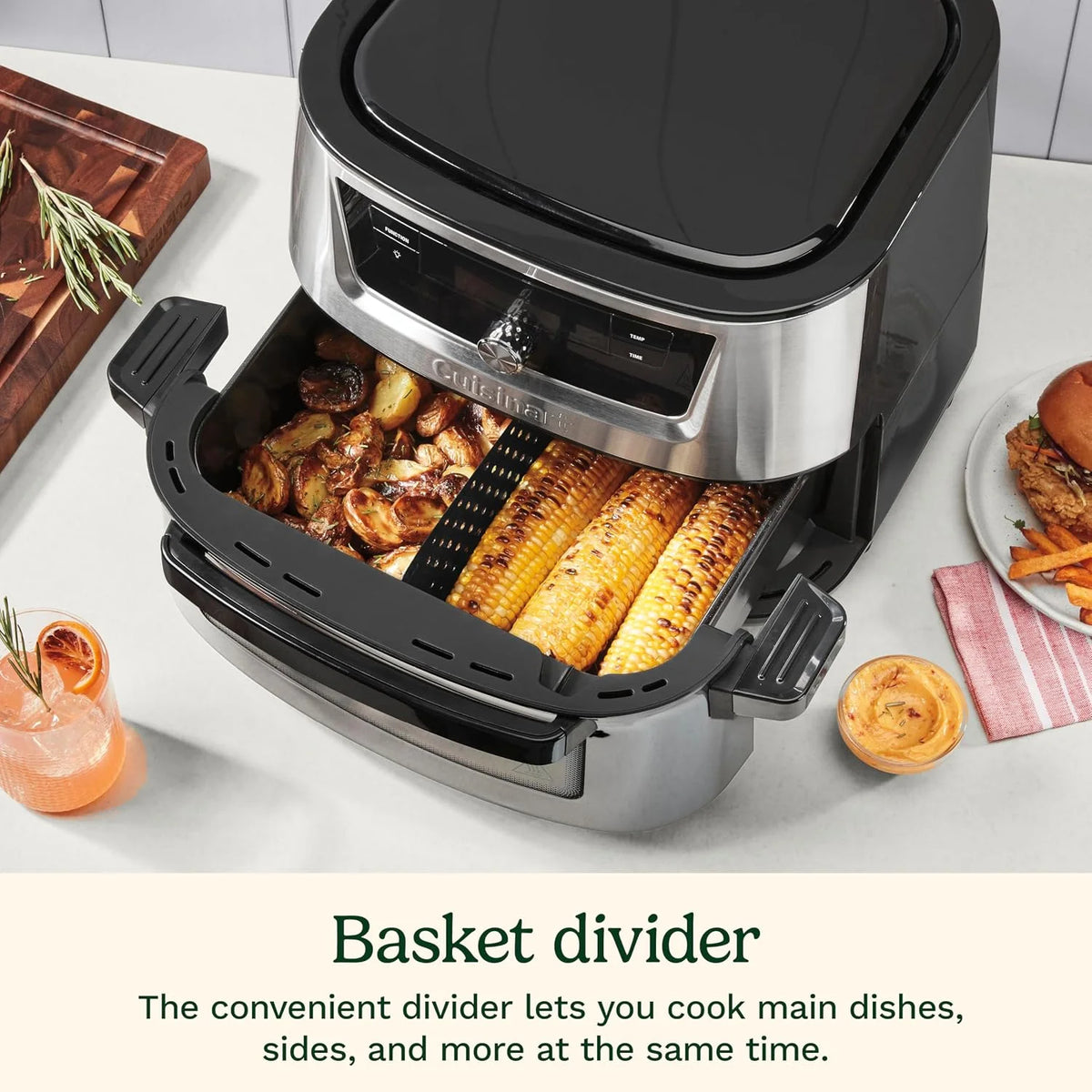 Cuisinart Air Fryer, 9-Quart Basket Stainless Steel Fryer Oven with 6 Presets to Roast, Bake, Broil, Air Fry, Dehydrate and Keep Warm, Dishwasher-Safe Parts, Quick & Easy Meals, AIRX-221, Black