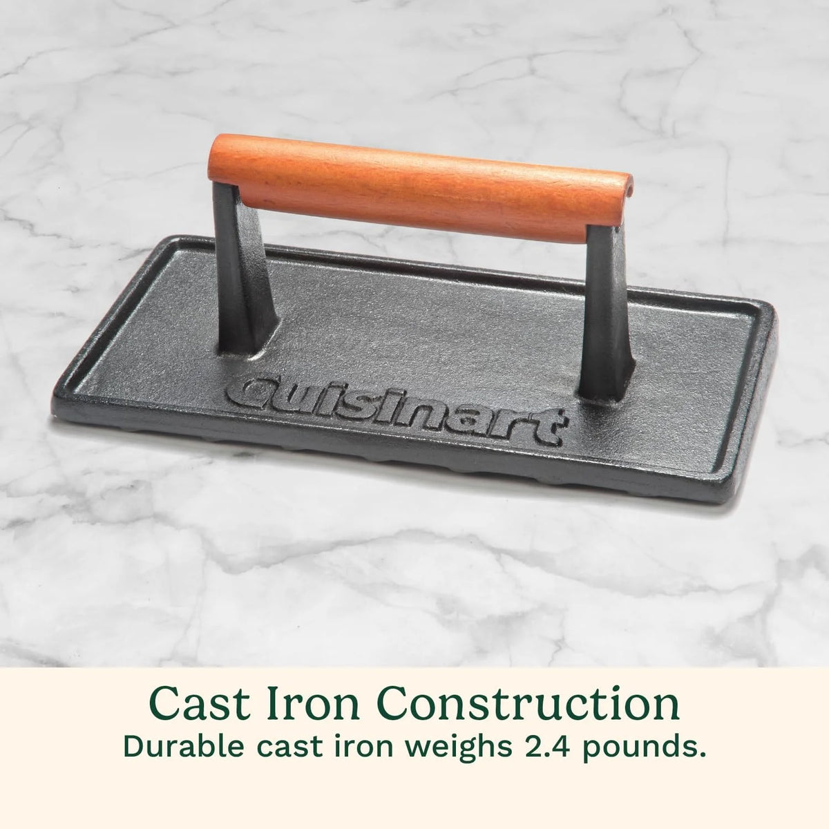Cuisinart Burger Press with Wooden Handle, Cast Iron, Rectangle