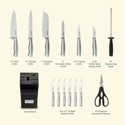 Cuisinart 15-Piece Stainless Steel Hollow Handle Block Set, C77SS-15PK (Pack of 2)