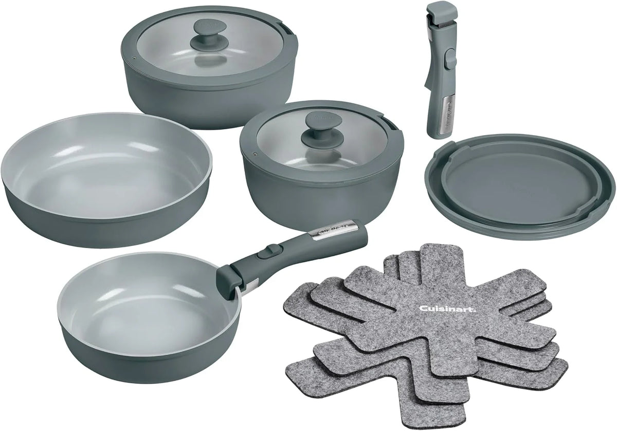 Cuisinart ClickSmart Nonstick Ceramic Cookware, Detachable Handle, 13-Pc